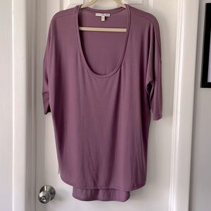 Express one eleven mauve high low hem open u neck super soft shirt tunic large